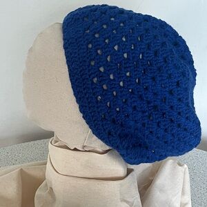 Mesh Blue Crochet Beanie Tam